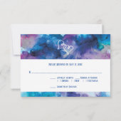 Blauwe Paarse Waterverf Bruiloft RSVP Kaarten (Achterkant)