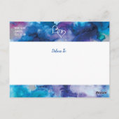 Blauwe Paarse Waterverf Bruiloft Save the Date Briefkaart (Achterkant)