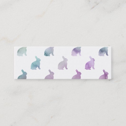 Blauwe Paarse Waterverf Bunny Achtergrond Mini Visitekaartje (Voorkant)