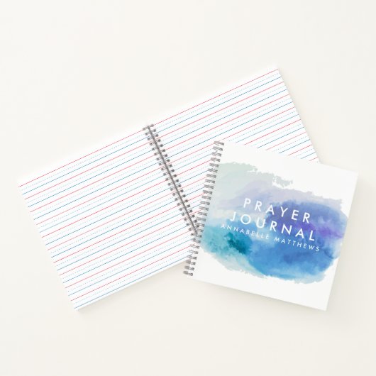 Blauwe Paarse Waterverf Christelijk Prayer Journal Notitieboek (Binnen)