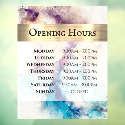 Blauwe Paarse Waterverf die het Venster van Uren o Raamsticker (Vel 3)