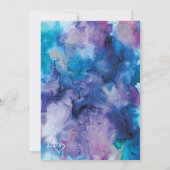 Blauwe Paarse Waterverf Dubbele Harten Bruiloft In Kaart (Achterkant)