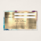 Blauwe Paarse Waterverf en Gold Foil verwijzingska Visitekaartje (Achterkant)