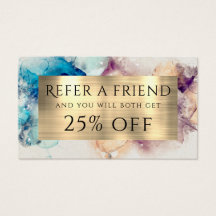 Blauwe Paarse Waterverf en Gold Foil verwijzingska