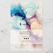 Blauwe Paarse Waterverf en goudfolie prijslijst Flyer (Achterkant)