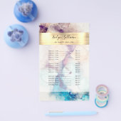 Blauwe Paarse Waterverf en goudfolie prijslijst Flyer (Enkel)