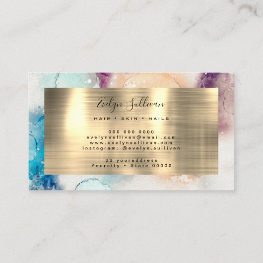 Blauwe Paarse Waterverf en Visitekaartje van goudo (Achterkant)