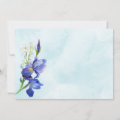 Blauwe paarse waterverf florale esthetische bruilo kaart (Achterkant)
