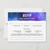 Blauwe Paarse Waterverf Galaxy Bat Bar Mitzvah RSVP Kaartje (Voorkant)