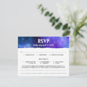 Blauwe Paarse Waterverf Galaxy Bat Bar Mitzvah RSVP Kaartje (Staand voorkant)