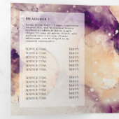 Blauwe Paarse Waterverf Gold Foil drievoudige broc Drieluik Kaart (Binnenzijde eerst)