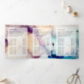 Blauwe Paarse Waterverf Gold Foil drievoudige broc Drieluik Kaart (Binnen)