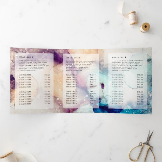 Blauwe Paarse Waterverf Gold Foil drievoudige broc Drieluik Kaart (Binnen)