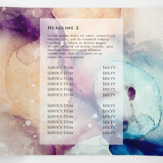 Blauwe Paarse Waterverf Gold Foil drievoudige broc Drieluik Kaart (Binnenkant midden)