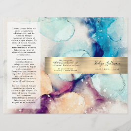 Blauwe paarse waterverf gouden folie brochure
