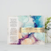 Blauwe paarse waterverf gouden folie brochure (Staand voorkant)