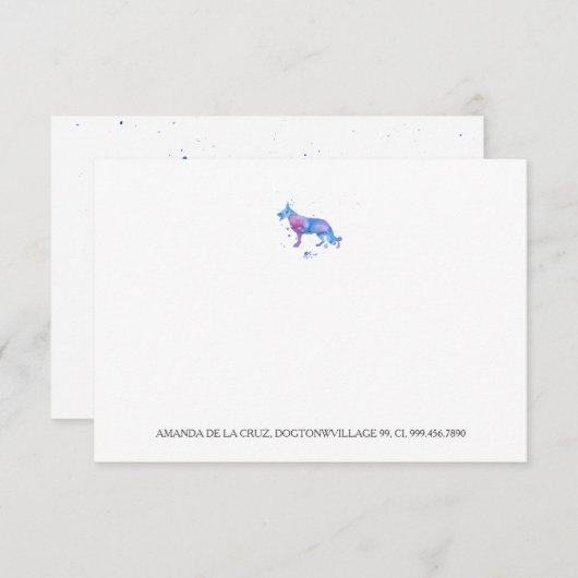 Blauwe Paarse Waterverf herder Illu (Voorkant / Achterkant)