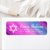 Blauwe paarse waterverf mitzvah retouradres etiket (Insitu)