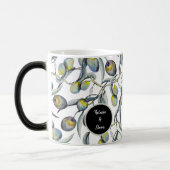 Blauwe Paarse Waterverf olijftak Magische Mok (Links)