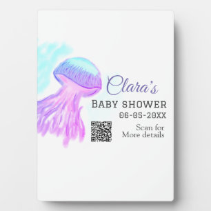 Blauwe paarse waterverf pastel kwal baby showe fotoplaat