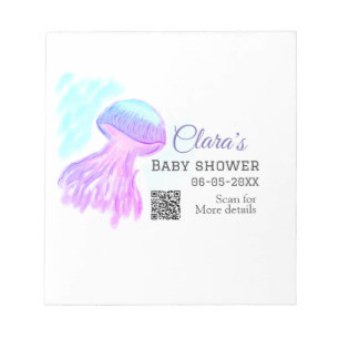 Blauwe paarse waterverf pastel kwal baby showe notitieblok