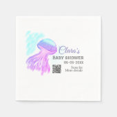 Blauwe paarse waterverf pastel kwal baby showe servet (Voorkant)