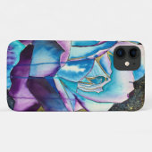 Blauwe paarse waterverf roos kunst Case-Mate iPhone case (Achterkant (horizontaal))