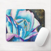 Blauwe paarse waterverf roos kunst muismat (Met muis)