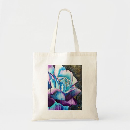 Blauwe paarse waterverf roos kunst tote bag (Voorkant)