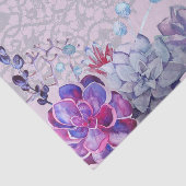 Blauwe paarse waterverf sacheltekst tissuepapier (Detail)