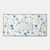 Blauwe Paarse Waterverf Wildflower Bureaumat (Keyboard & Muis)