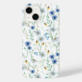 Blauwe Paarse Waterverf Wildflower Case-Mate iPhone 14 Hoesje
