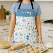 Blauwe Paarse Waterverf Wildflower Custom Name