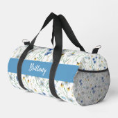 Blauwe Paarse Waterverf Wildflower Monogram Plunjezak (Rechterhoek)