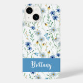 Blauwe Paarse Waterverf Wildflower Naam Case-Mate iPhone Case (Achterkant)
