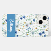 Blauwe Paarse Waterverf Wildflower Naam Case-Mate iPhone Case (Achterkant (horizontaal))