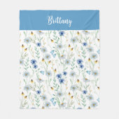 Blauwe Paarse Waterverf Wildflower Naam Fleece Deken (Voorkant)