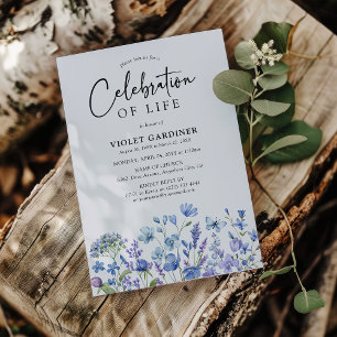 Blauwe & Paarse Wilde Bloemen Viering Van Het Leve Kaart