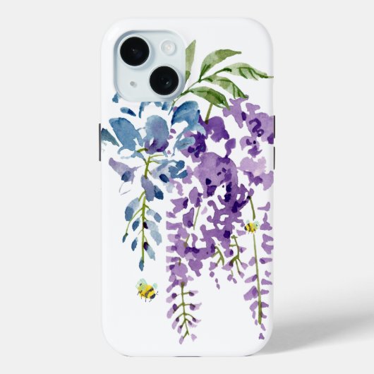 Blauwe Paarse Wisteria Floral Bee iPhone / iPad ca Case-Mate iPhone Case (Achterkant)