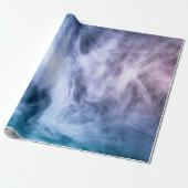 Blauwe paarse witte abstracte hete wolken rook cadeaupapier (Uitgerold)