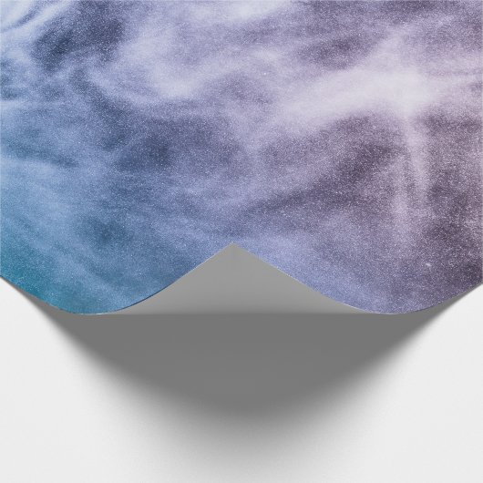 Blauwe paarse witte abstracte hete wolken rook cadeaupapier (Hoek)