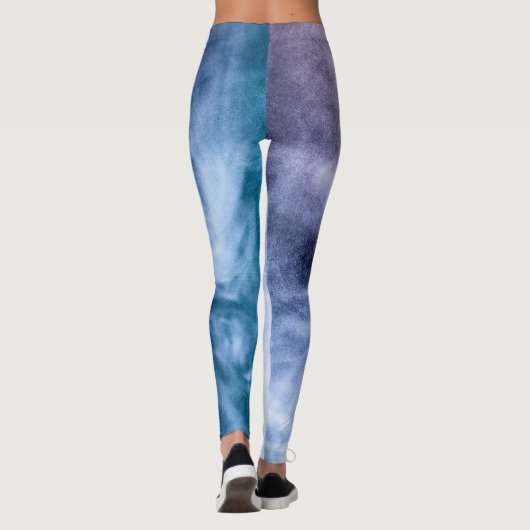 Blauwe paarse witte abstracte hete wolken rook leggings (Achterkant)