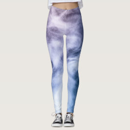 Blauwe paarse witte abstracte hete wolken rook leggings