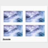 Blauwe paarse witte abstracte hete wolken rook rechthoekige sticker (Vel)