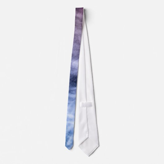 Blauwe paarse witte abstracte hete wolken rook stropdas (Achterkant)