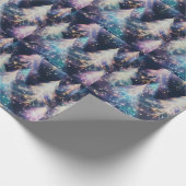 Blauwe Paarse Witte Bomen Moderne Kerst Cadeaupapier (Hoek)