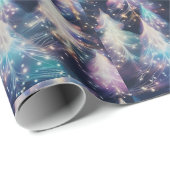 Blauwe Paarse Witte Bomen Moderne Kerst Cadeaupapier (Rol Hoek)