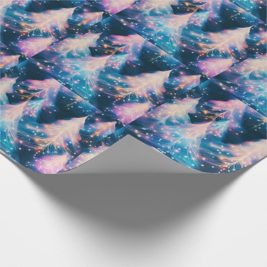 Blauwe Paarse Witte Bomen Moderne Kerst Cadeaupapier (Hoek)