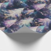 Blauwe Paarse Witte Bomen Moderne Kerst Cadeaupapier (Hoek)