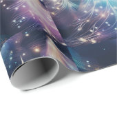 Blauwe Paarse Witte Bomen Moderne Kerst Cadeaupapier (Rol Hoek)